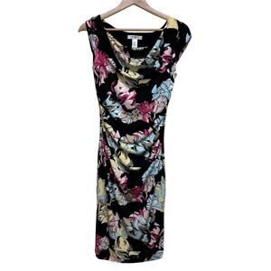 White House Black Market Floral Cowl Neck Sheath Dress – Size XXS